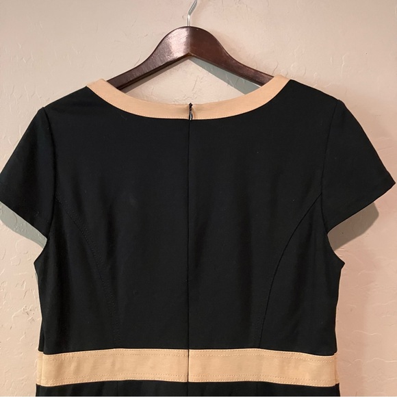 G.W. Black Brown Tan Empire Midi Dress Fully Lined Women's Size M - Picture 13 of 13